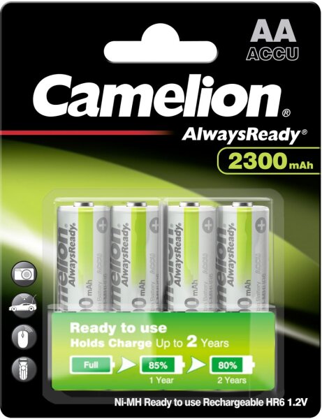 Camelion AlwaysReady Akku Ni-MH AA HR6 1,2V 2300 mAh 4er Blister Mignon 17423406