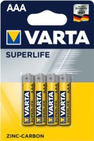 Varta 12x Superlife AAA Zink-Kohle Batterie 4er Blister...