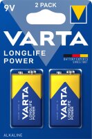 Varta 50x Longlife Power Alkaline 9V Batterie 2er Blister...