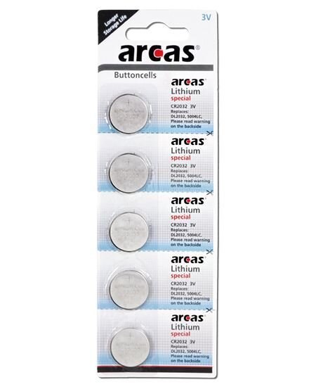 Arcas 2x Lithium CR2032 Knopfzelle 3V 5er Blister 137 05032