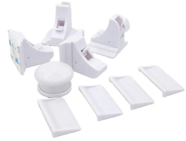 Top Magnetisches Schrankschloss Schubladensicherung Weiß Magnetische Kindersicherung unsichtbar mit 3M Klebeband selbstklebend Schranksicherung Kleinkind Baby MASI-01