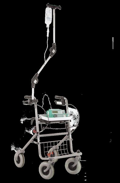 INFUSIONSHALTER.TR für Standard- Rollatoren z.B.Troja und Geminosilber matt/ schwarzAlu/ Kunststoff
