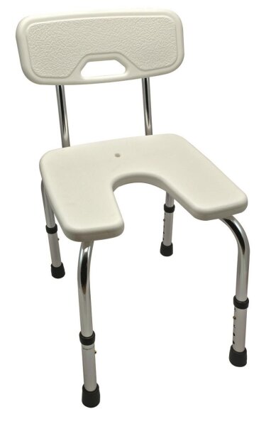 Duschhocker "STANDARD MIT HYGIENEAUSSCHNITT" und Rückenlehne