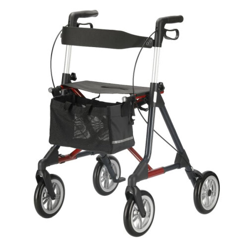 Rollator elan plus, inkl. Tasche, Stockhalter und Rückengurt, max. 150 kg bel.>>>>Farbe: anthrazit/dunkelrot