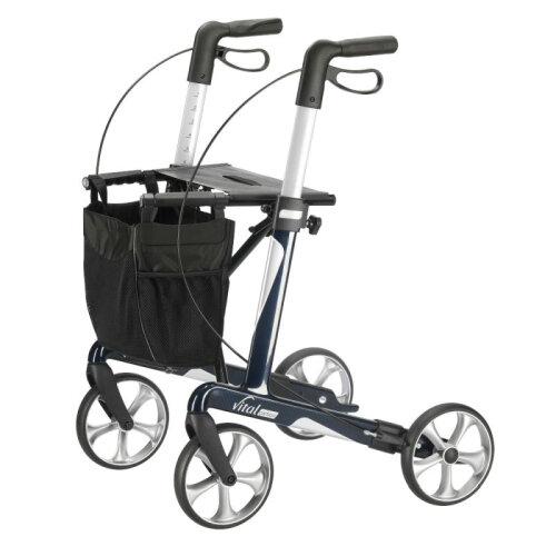 Rollator vital carbon, inkl. Stockhalter u. Stofftasche, max. 150 kg bel.>>>>Farbe: schwarz SH 54 cm