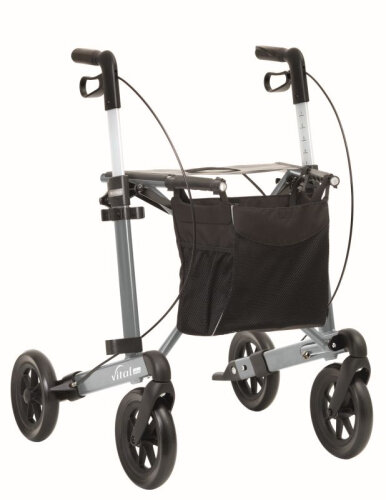 Rollator vital plus, inkl. Stockhalter u. Stofftasche, max. 150 kg bel.>>>>Farbe: grau SH 62 cm