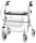 Rollator XXL,Bügelbr.,Tablett,Sitz,Korb,PU-ber.,silber met.,