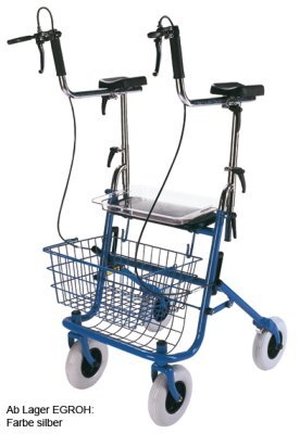 Arthritis-Rollator SENIO SRL mit Tablett, Korb,Sitz,PU,silber>>>>