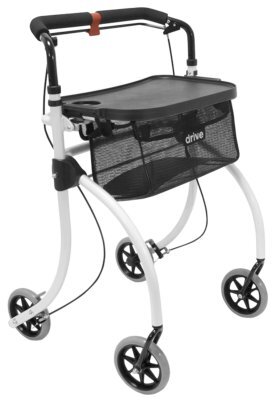 Indoor-Rollator ROOMBA mit Tablett und Gepäcknetz, weiß>>>>