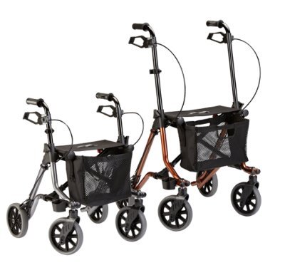 Rollator TAiMA M mit Stockhalter u.Netz,PU, braun-metallic>>>>Ausf.: Standard