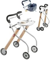 Aluminium Indoor-Rollator Lets go mit Tablett und Stoffkorb>>>>