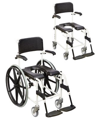 Dusch-Toilettenstuhl Levina 320-2 5" Räder, weiß-schwarz>>>>
