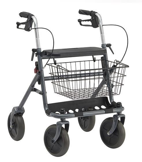 Rollator FAKTO+ m.Tablett,Korb,Stockh.,mangan grey metallic,