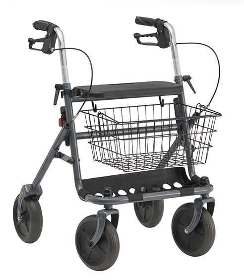 Rollator FAKTO+ m.Tablett,Korb,Stockh.,mangan grey metallic,