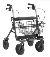 Rollator FAKTO+ mit Tablett, Korb, Stockhalter, mangan...