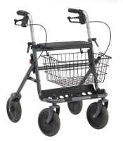 Rollator FAKTO+ m.Tablett,Korb,Stockh.,mangan grey metallic,