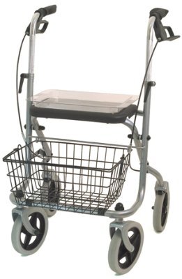 Rollator MIGO 2G 190/50 mit Stockhhalter, Tablett, Korb, PU, silber>>>>nur in 2er Schritten bestellbar