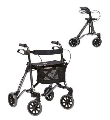 Leichtgewicht-Rollator TAiMA M-ECO mit Netz, Stockhalter und Gurt, PU, SH59, anthrazit>>>>