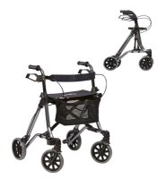 Leichtgewicht-Rollator TAiMA M-ECO mit Netz, Stockhalter und Gurt, PU, SH59, anthrazit>>>>