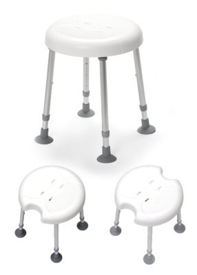 Duschhocker DELPHI 2PLUS m.,2 Ausschnitten,höhenvstb.,weiß,