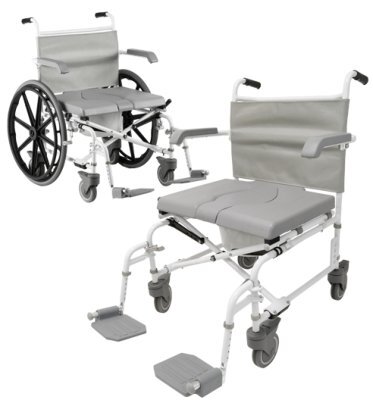 Duschtoilettenrollstuhl DUO MOTION XL, 24" Antriebsräder, grau-weiß>>>>