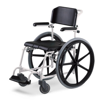 Dusch- und Toilettenrollstuhl McWet, 24"Zoll,feste Achse weiß-schwarz>>>>