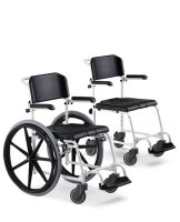 Dusch- und Toilettenrollstuhl McWet, 24"Zoll,feste Achse weiß-schwarz>>>>