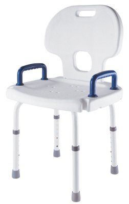 Duschstuhl DH 40 L mit Rückenlehne, Haltegriffe weiß>>>>