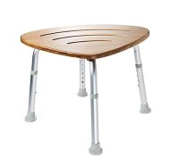 Bad-Duschhocker mit Bambussitz, Aluminium 57 x 41 x 37,5-47 cm>>>>
