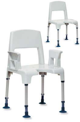 Duschstuhl AQUATEC PICO mit Armlehne -, Rückenlehne und Ausschnitt, weiß>>>>