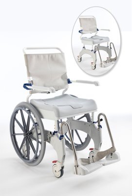 Dusch- und Toilettenrollstuhl AQUATEC OCEAN Ergo mit Topf und Halter weiß-grau>>>>